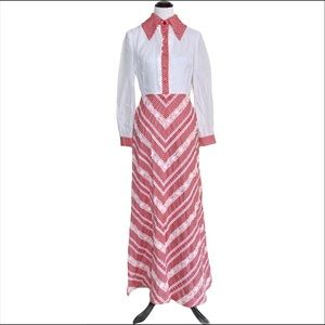 Vintage 70s Deadstock Farmcore Gingham Maxi Dress